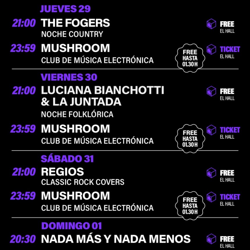 Agenda de HUB  del 29/5 al 1/6