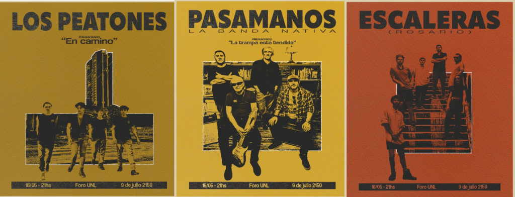 TRES BANDAS, UNA NOCHE Los Peatones + Escaleras + Pasamanos en la Sala Saer