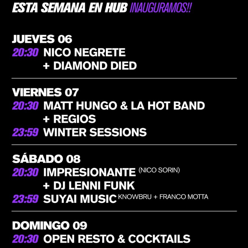 AGENDA SEMANAL HUB:   5/6 A 9/6