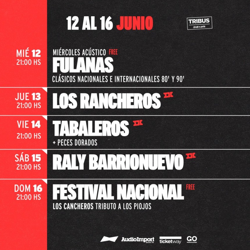 Cartelera de Tribus del 12/6 al 15/6
