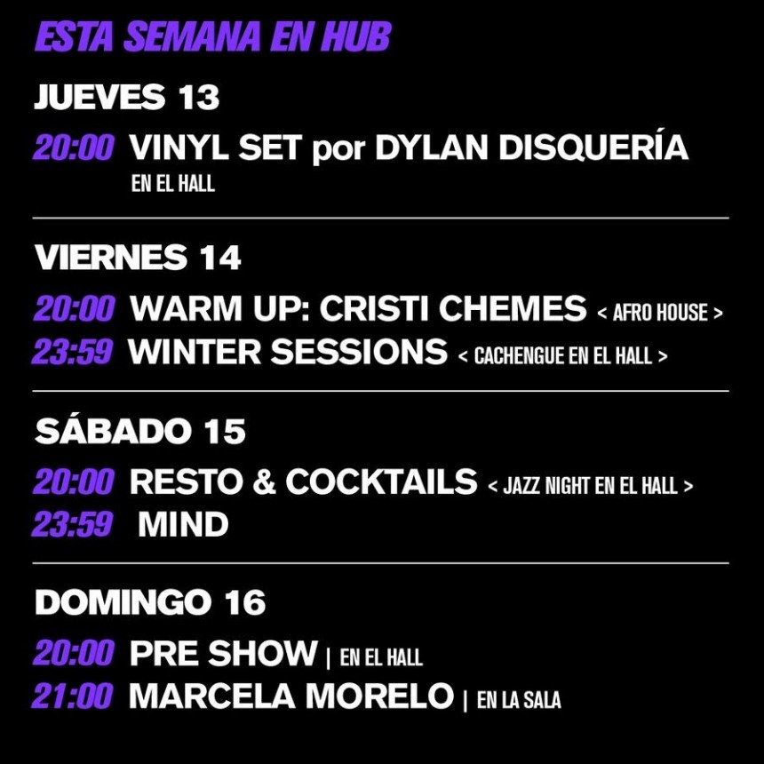Programaci&oacute;n de HUB para esta semana.