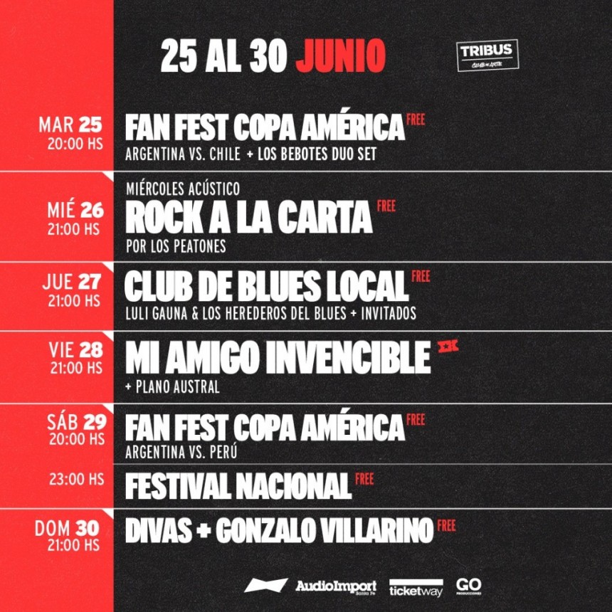 TRIBUS tiene programaci&oacute;n entre el 25/6 al 30/6