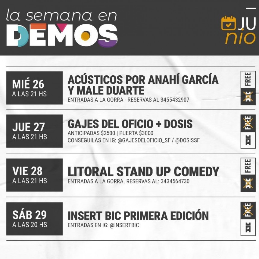 Programaci&oacute;n de DEMOS del 25/6 al 29/6