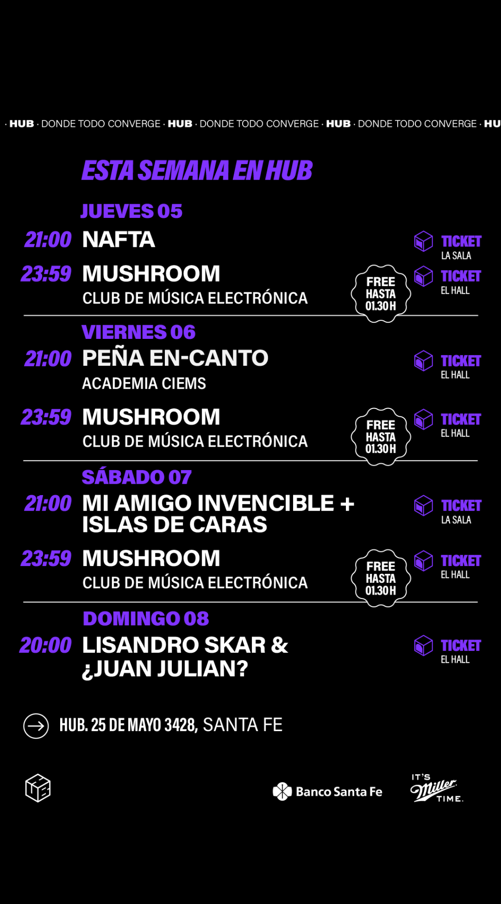 Agenda de HUB  del 5/6 al 8/6