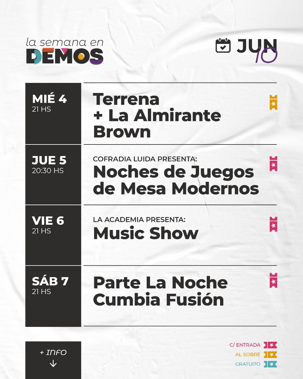 DEMOS tiene programación del 4/6 al 7/6
