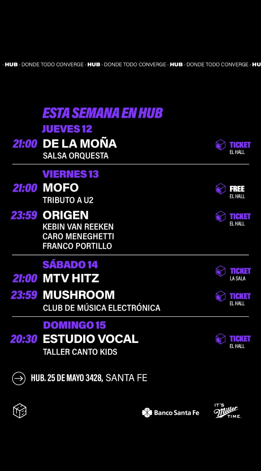 Agenda de HUB del 12/6 al 15/6