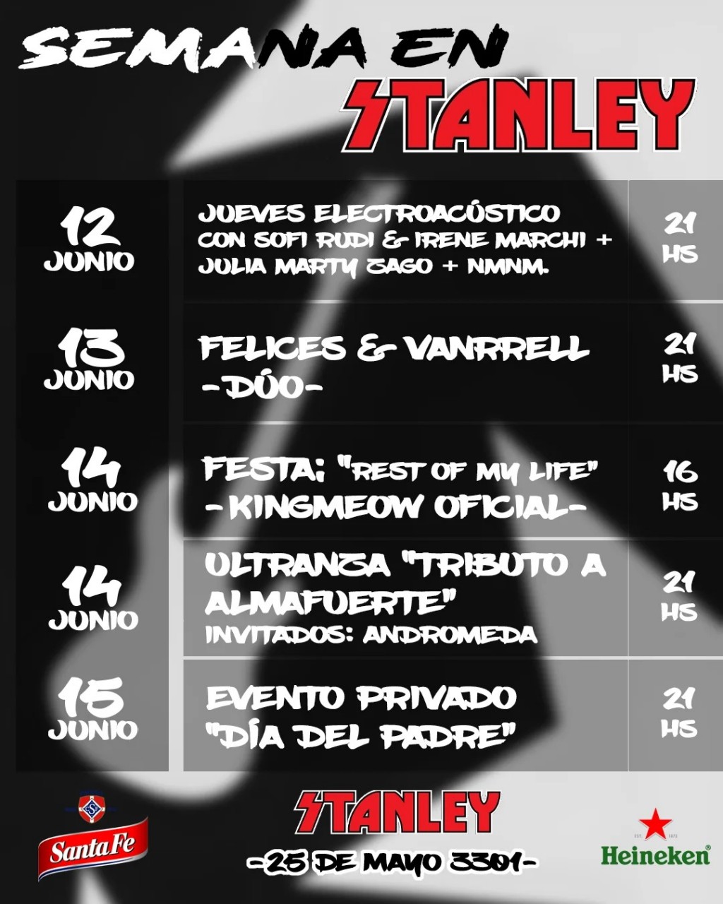 Agenda de STANLEY del 12/6 al 15/6