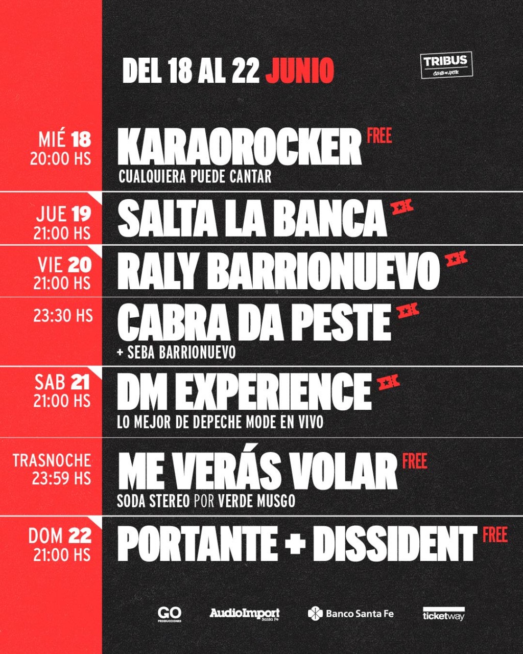 Agenda de TRIBUS  del 18/6 al 22/6
