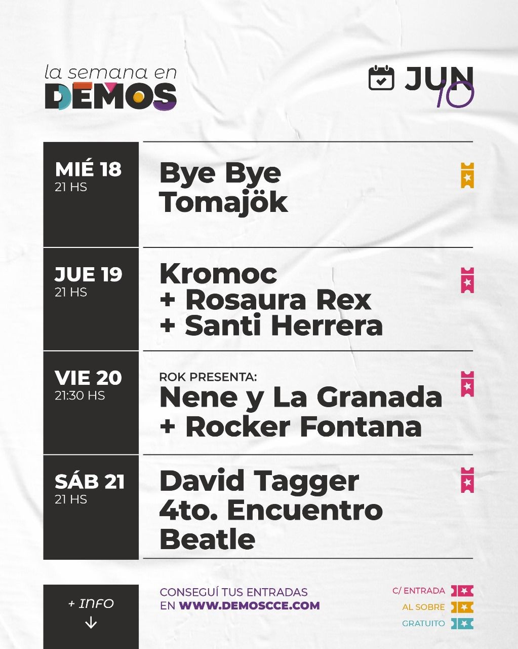 Agenda de DEMOS del 18/6 al 21/6