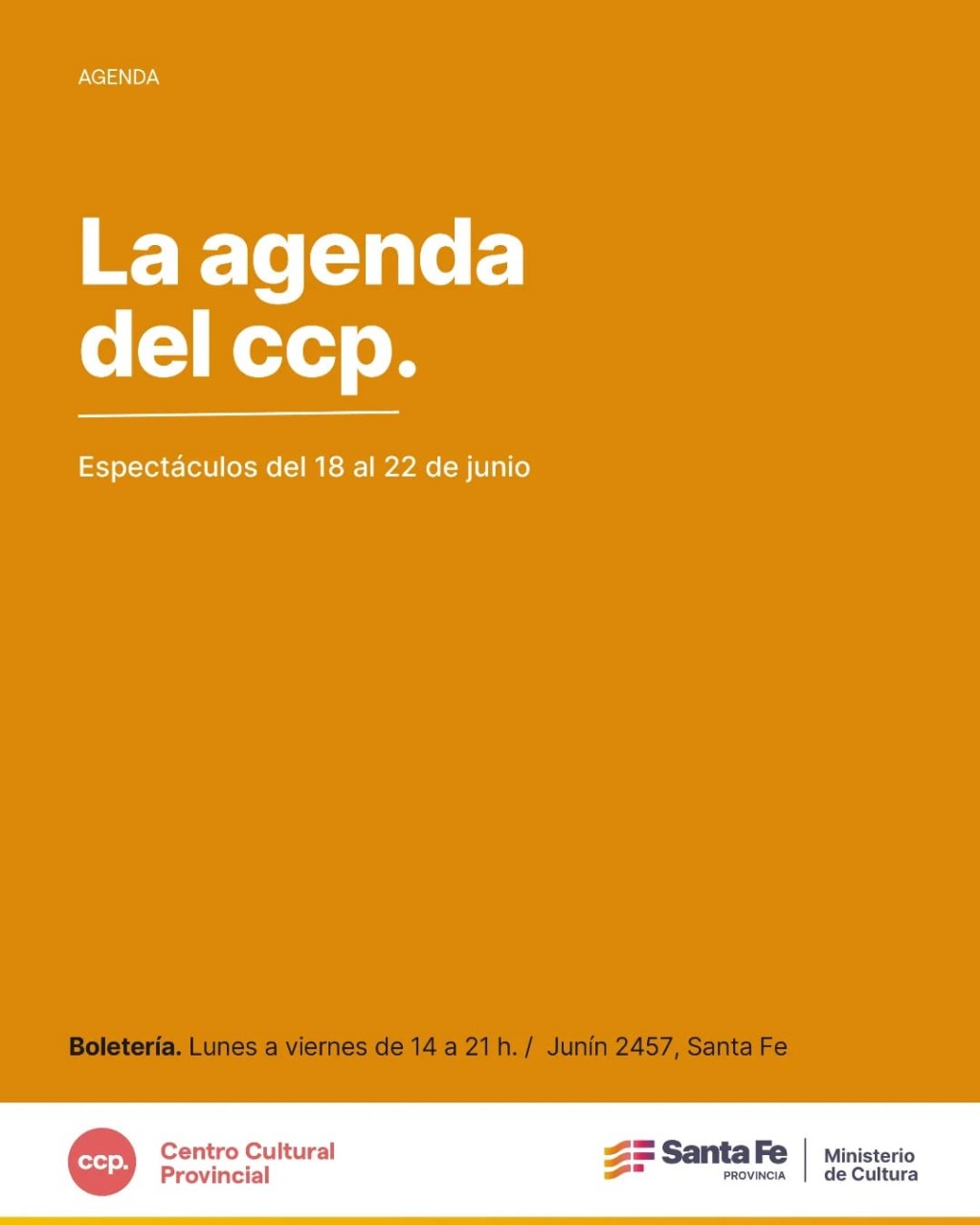 Agenda de espectáculos del 18 al 22 de junio en el CCP
