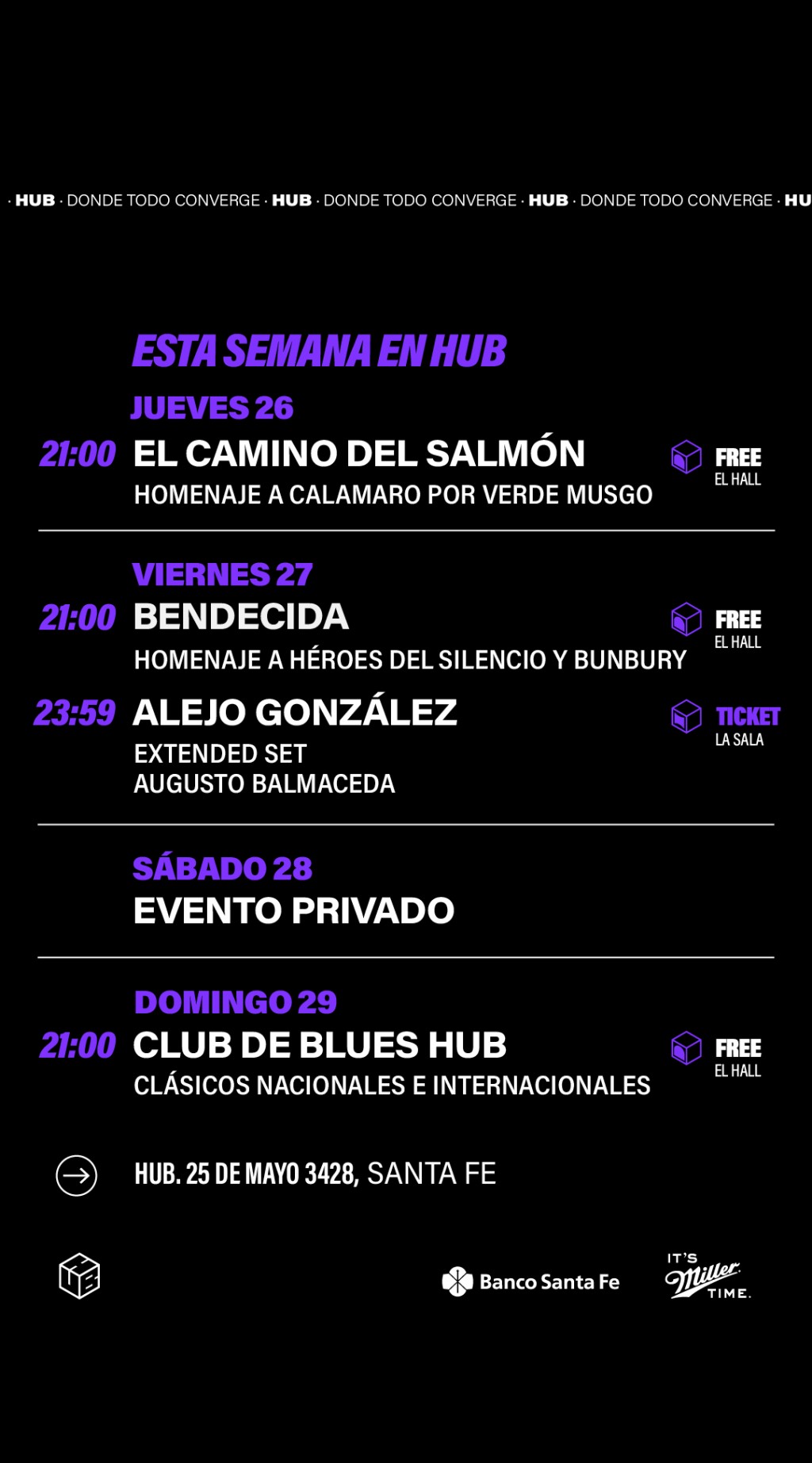 Programación de HUB del  26/6 al 28/6 