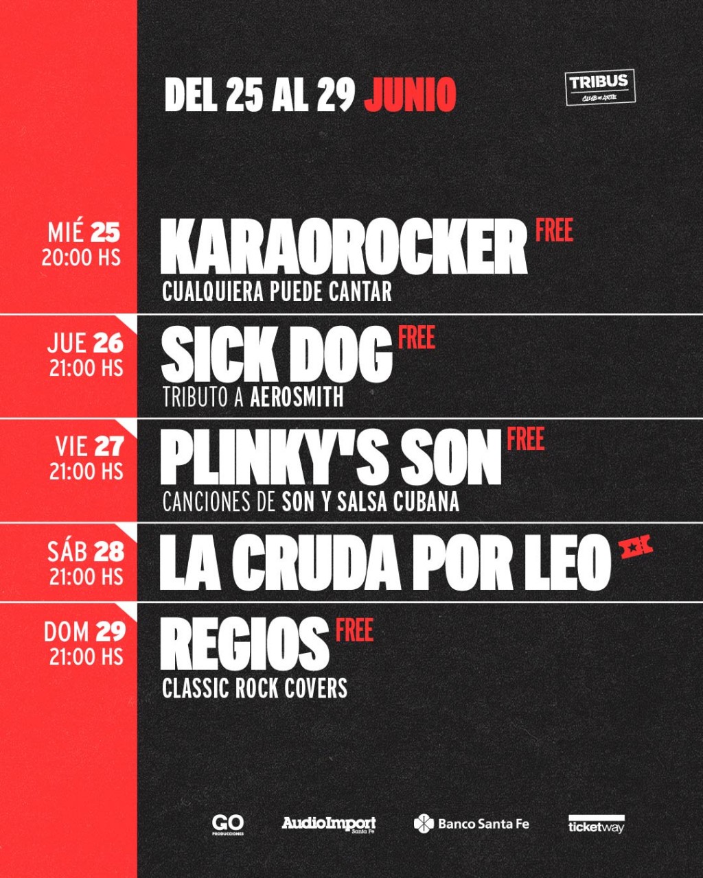 Programación de Tribus desde el 25/6 al 29/6
