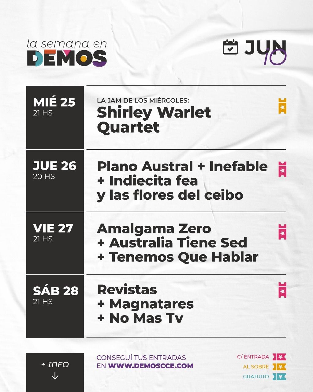 Programación de DEMOS del 25/6 al 28/6