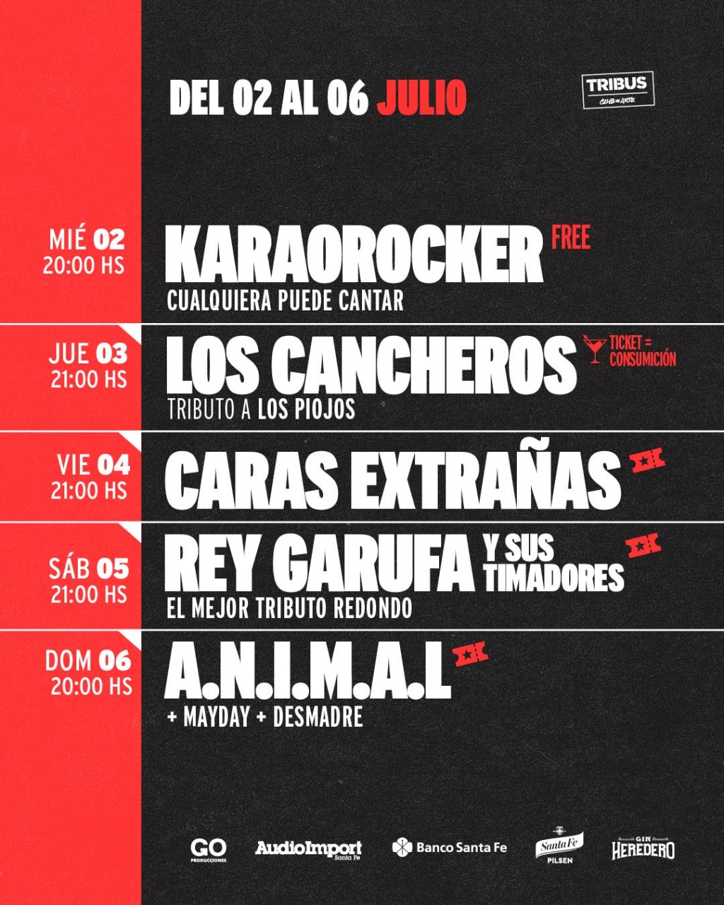 Programación de Tribus del 2/7 al 6/7