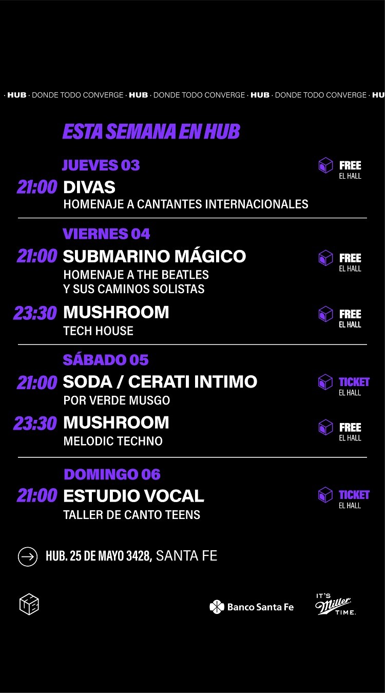 Programación de HUB del  3/7 al 6/7
