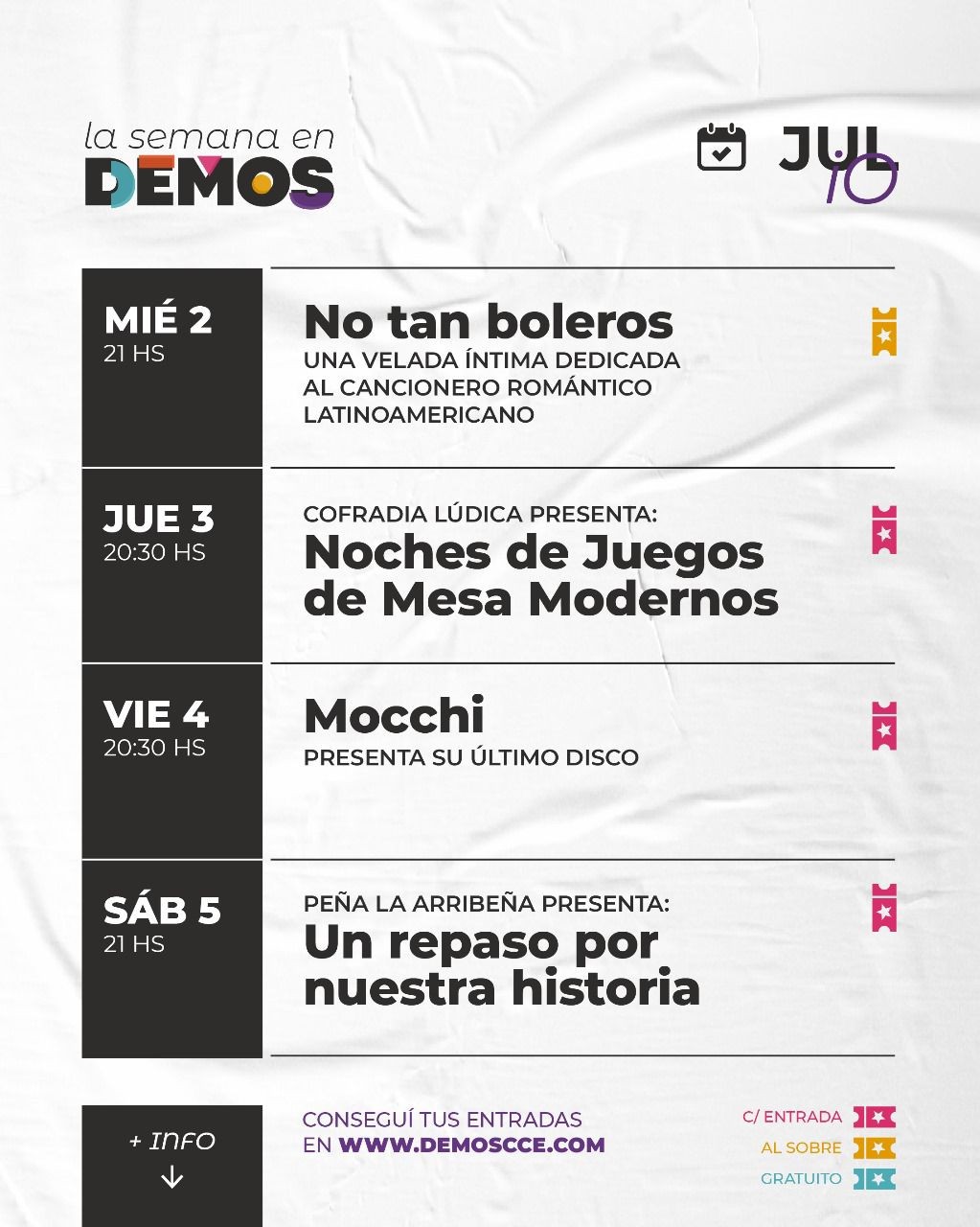 Programación de DEMOS del 2/7 al 5/7