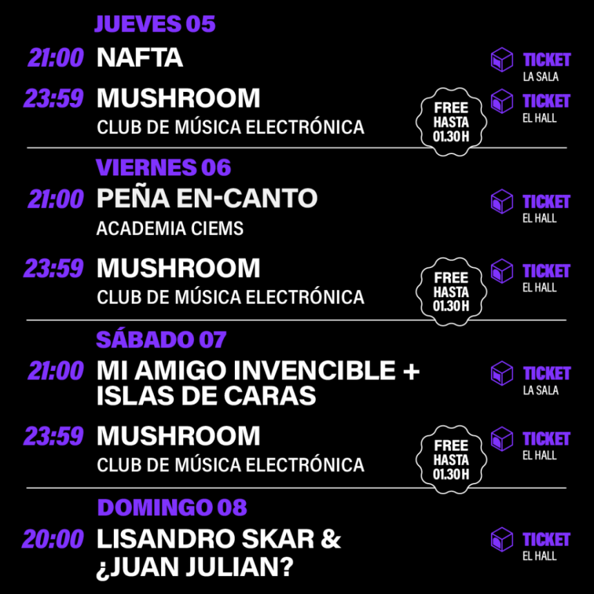 Agenda de HUB  del 5/6 al 8/6