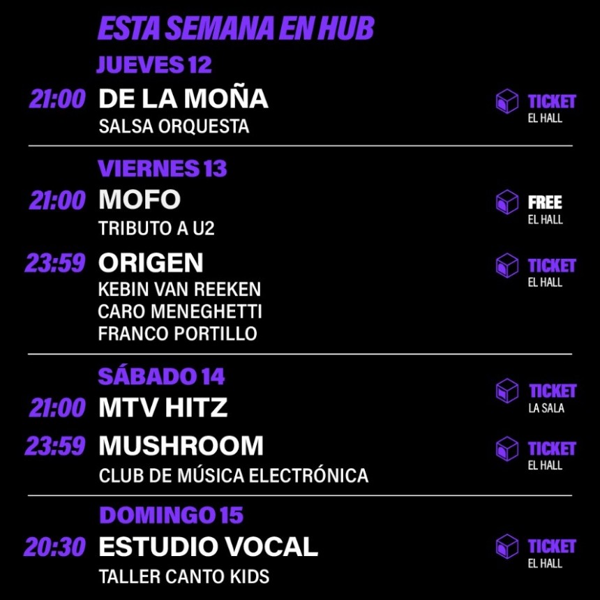 Agenda de HUB del 12/6 al 15/6