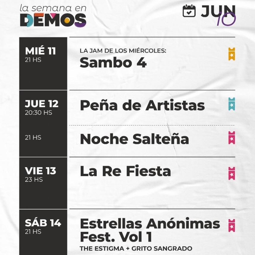 Agedna de DEMOS del 11/6 al 14/6
