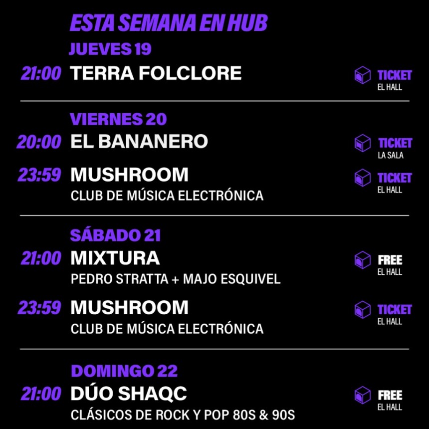 Agenda de HUB  del 19/6 al 22/6