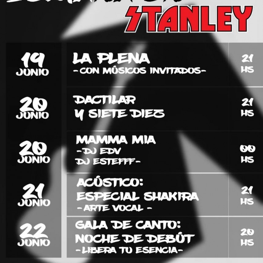 Agenda de STANLEY BAR del 19/6 al 22/6