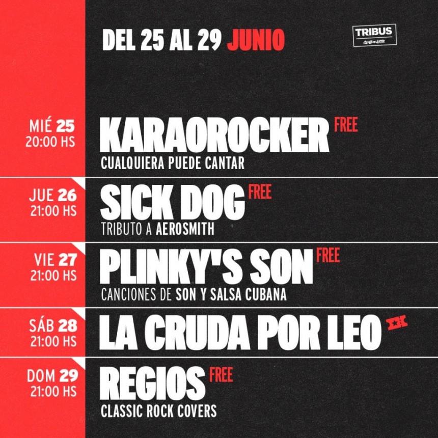 Programación de Tribus desde el 25/6 al 29/6