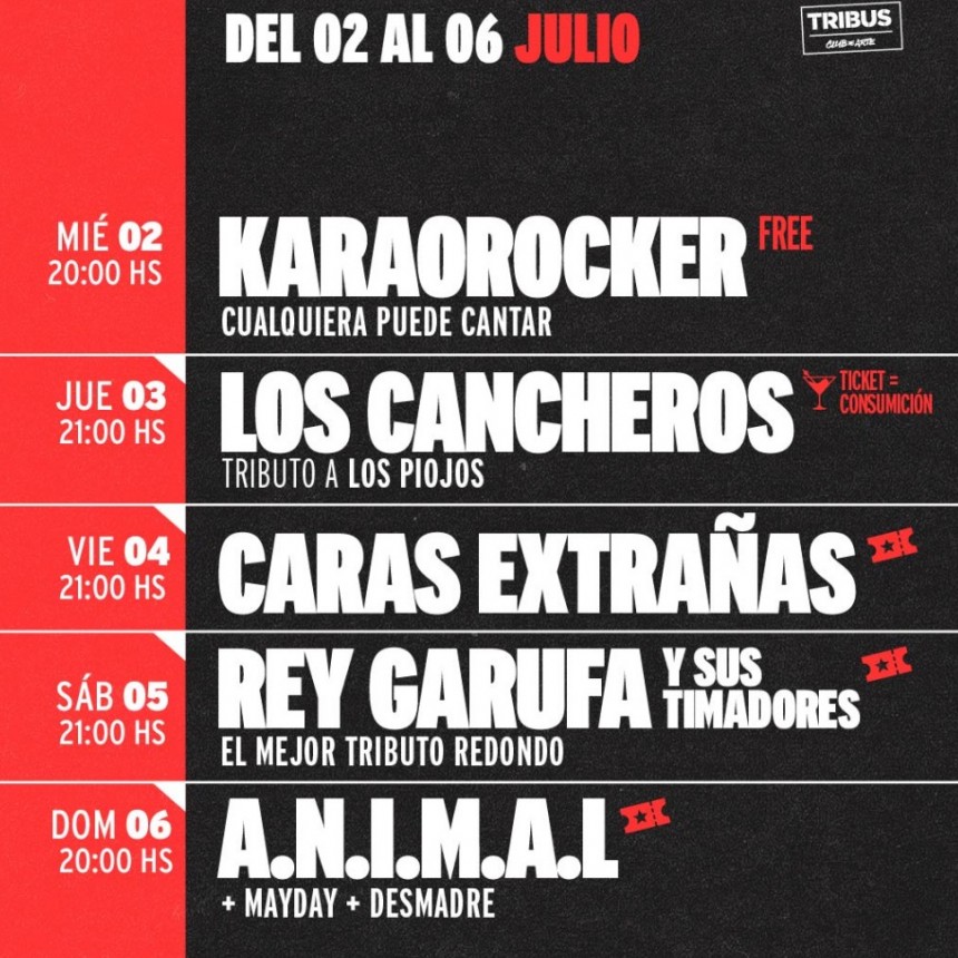 Programación de Tribus del 2/7 al 6/7