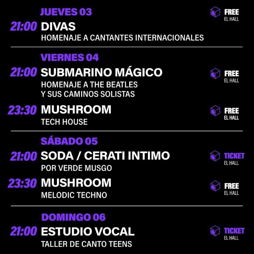 Programaci&oacute;n de HUB del  3/7 al 6/7