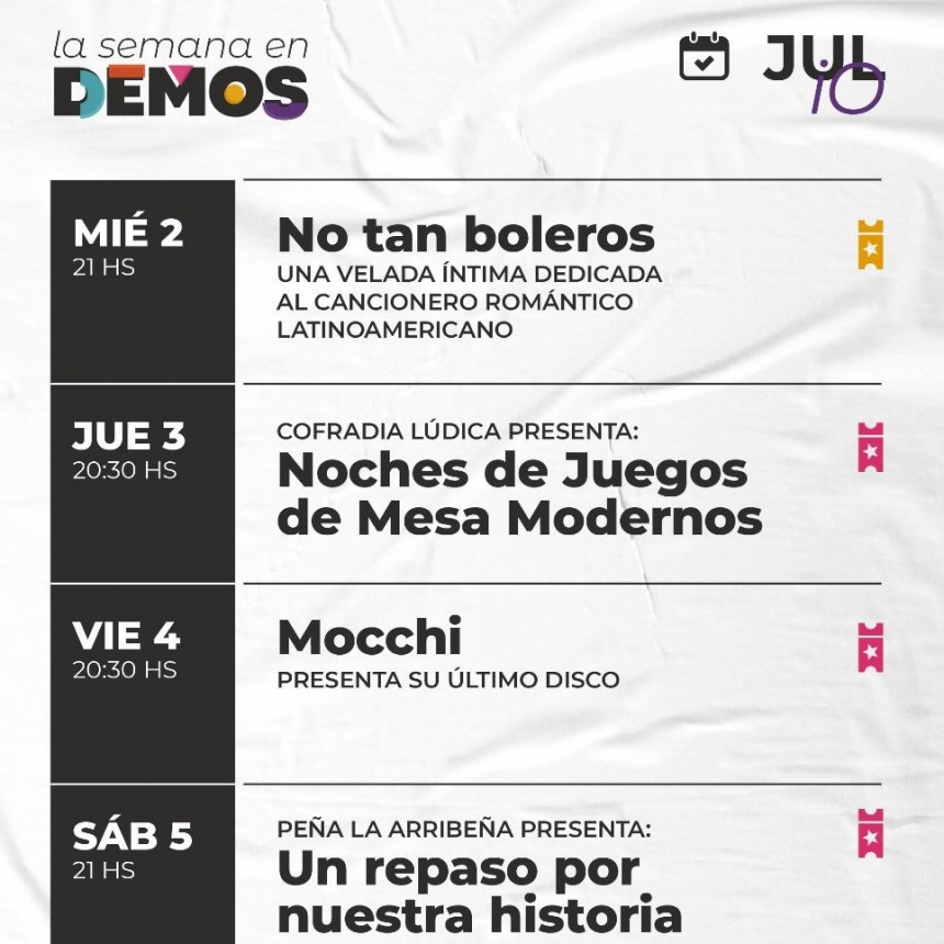 Programación de DEMOS del 2/7 al 5/7