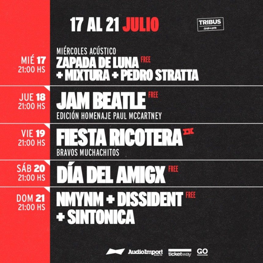 Agenda semanal de TRIBUS del 17/7 al 21/7