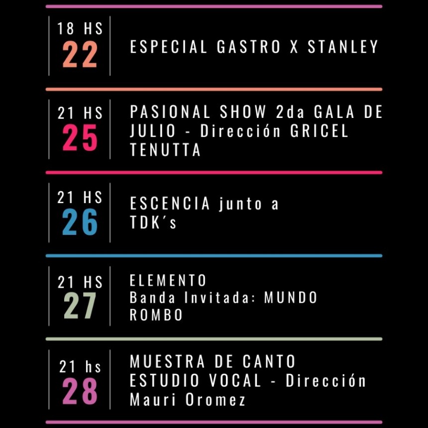Agenda de Stanley del 22/7 al 28/7