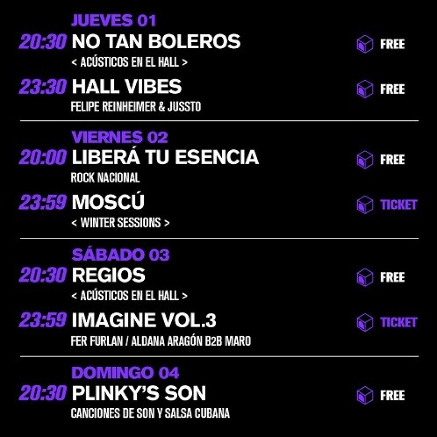 Agenda de HUB  del 1/8 al 4/8
