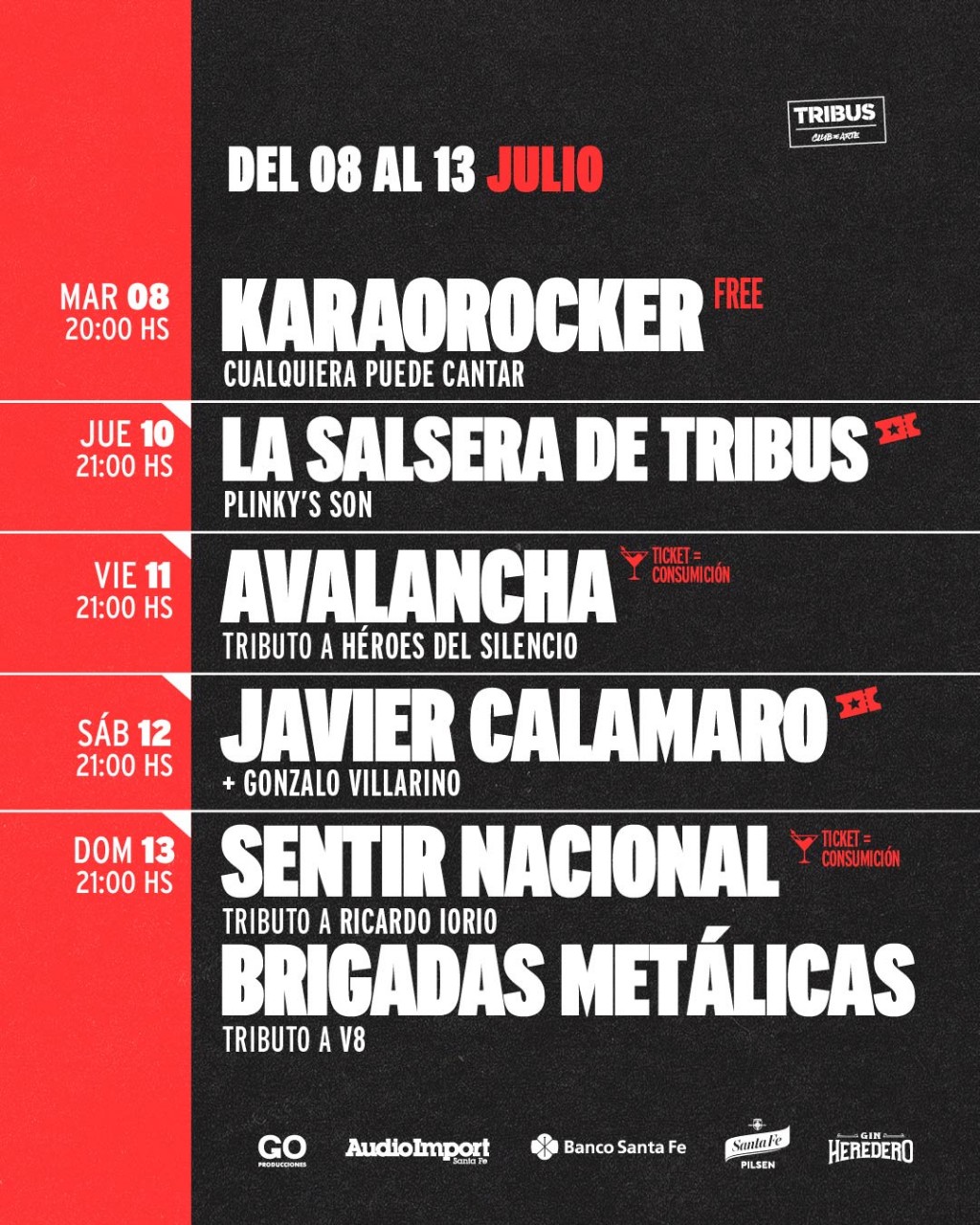 Programación de Tribus del 8/7 al 13/7 