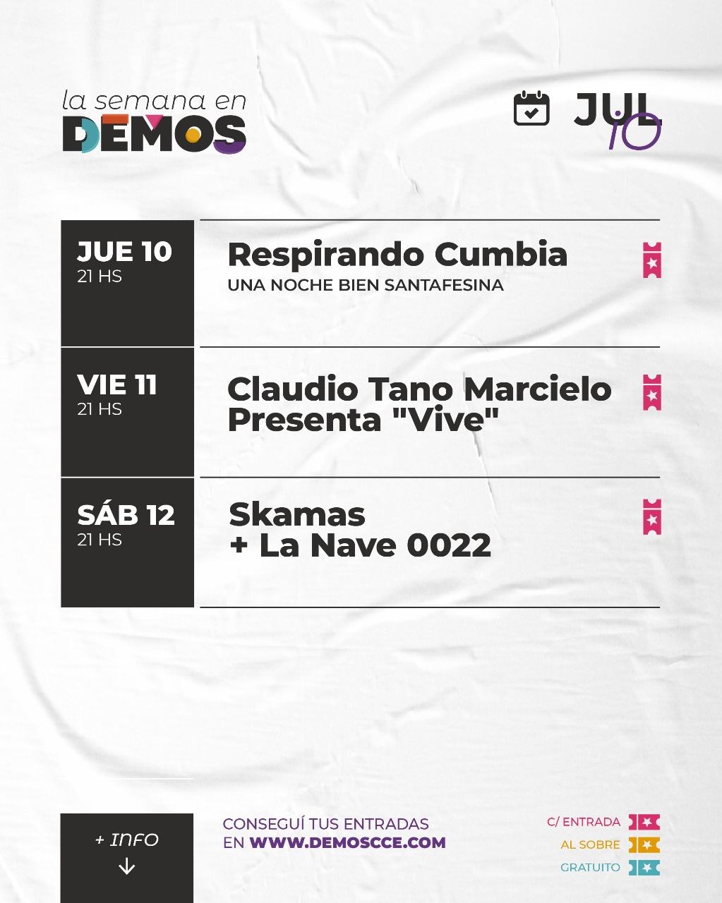 Programación de DEMOS del 10/7 al 12/7