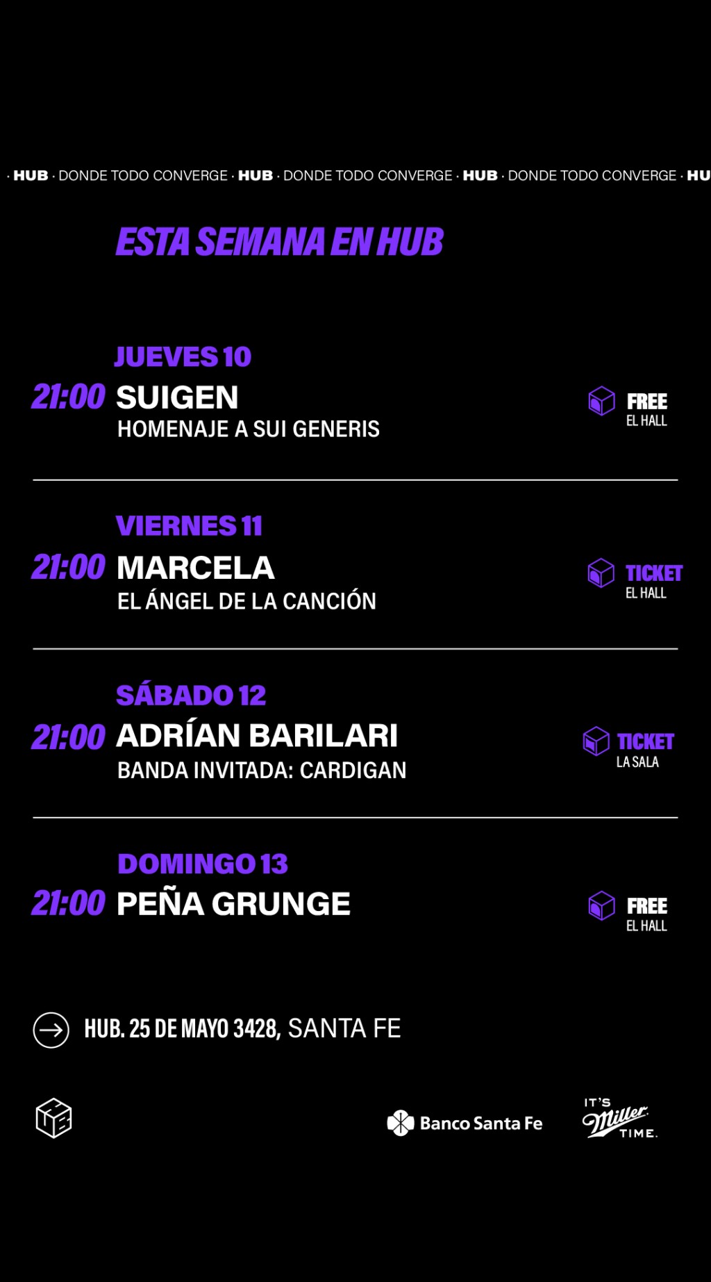 Programación de HUB del  10/7 al 13/7