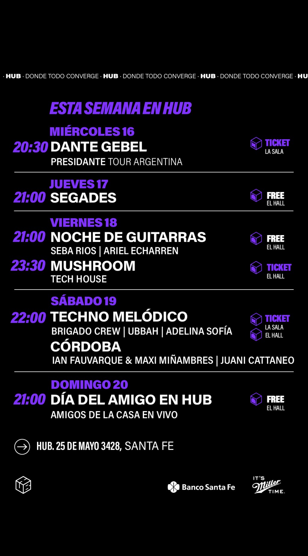 Programación de HUB para esta semana