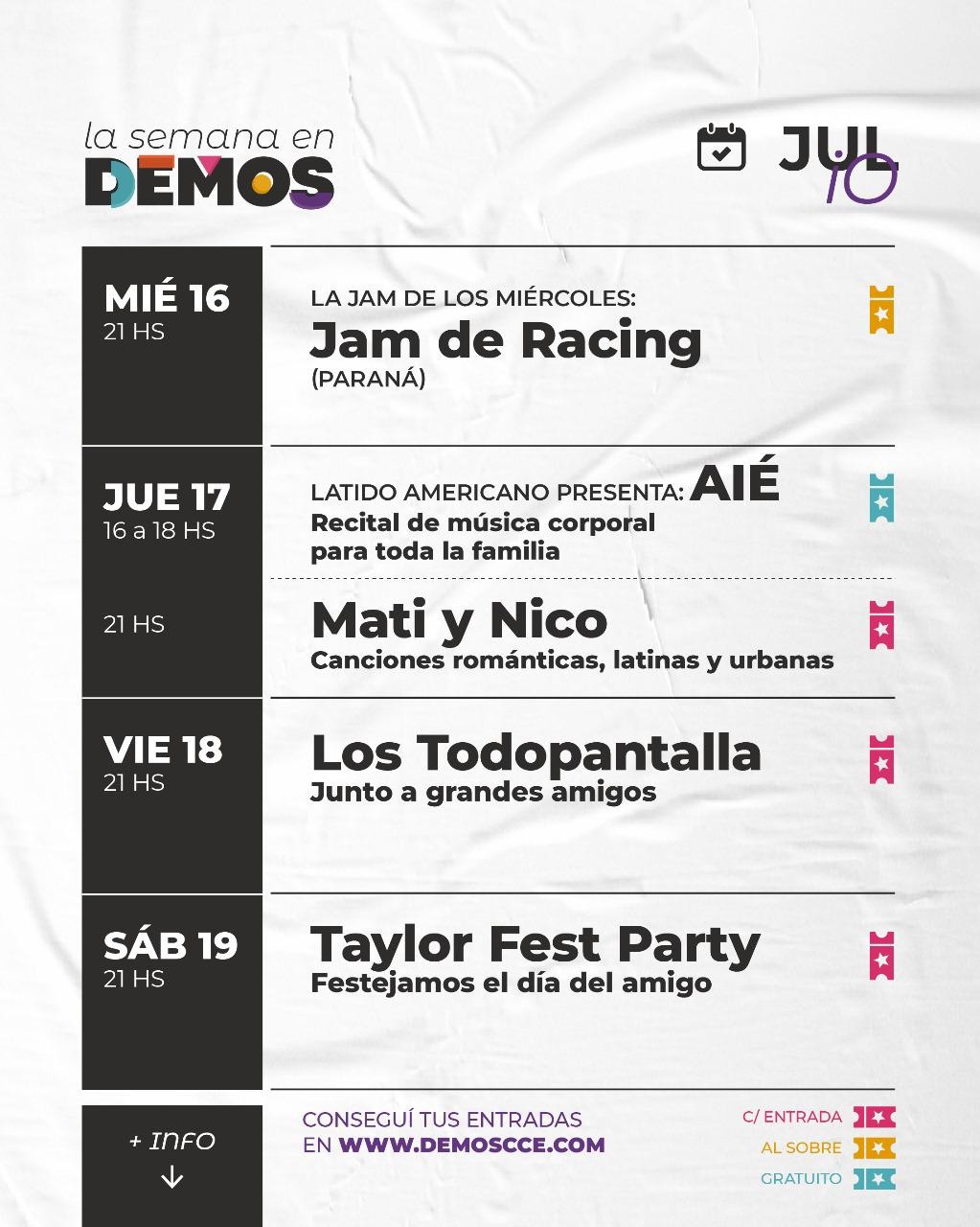 Programación de DEMOS para esta semana