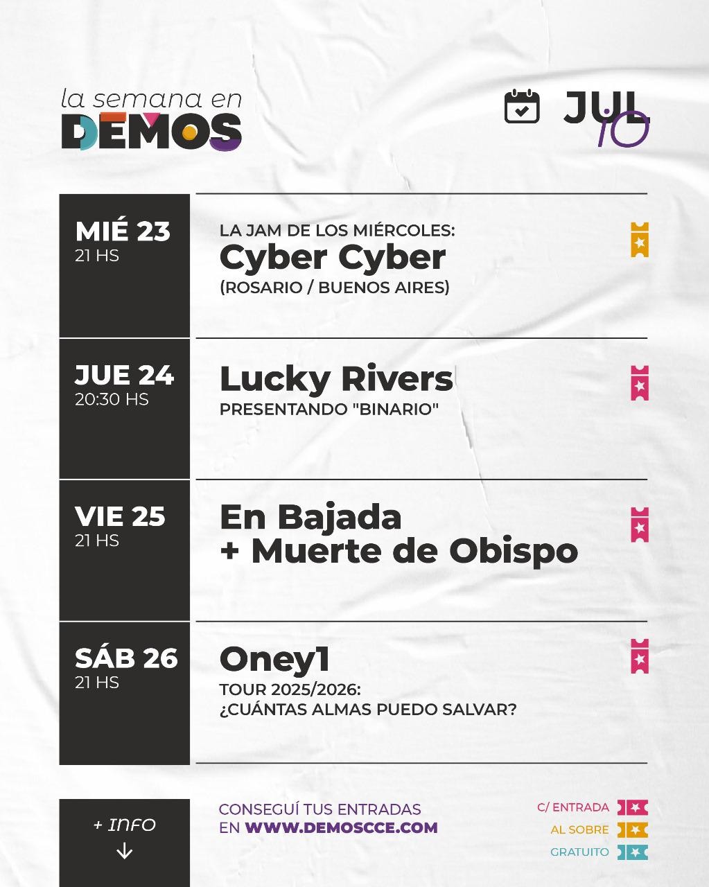 Programación de DEMOS del 23/7 al 26/7