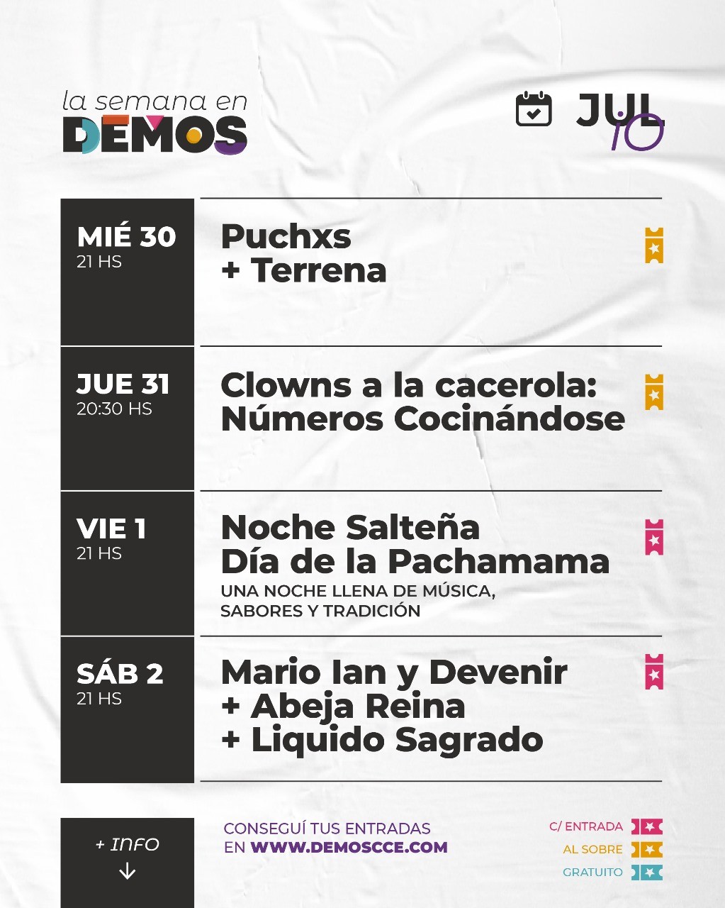 Programación de DEMOS del 30/7 al 2/8