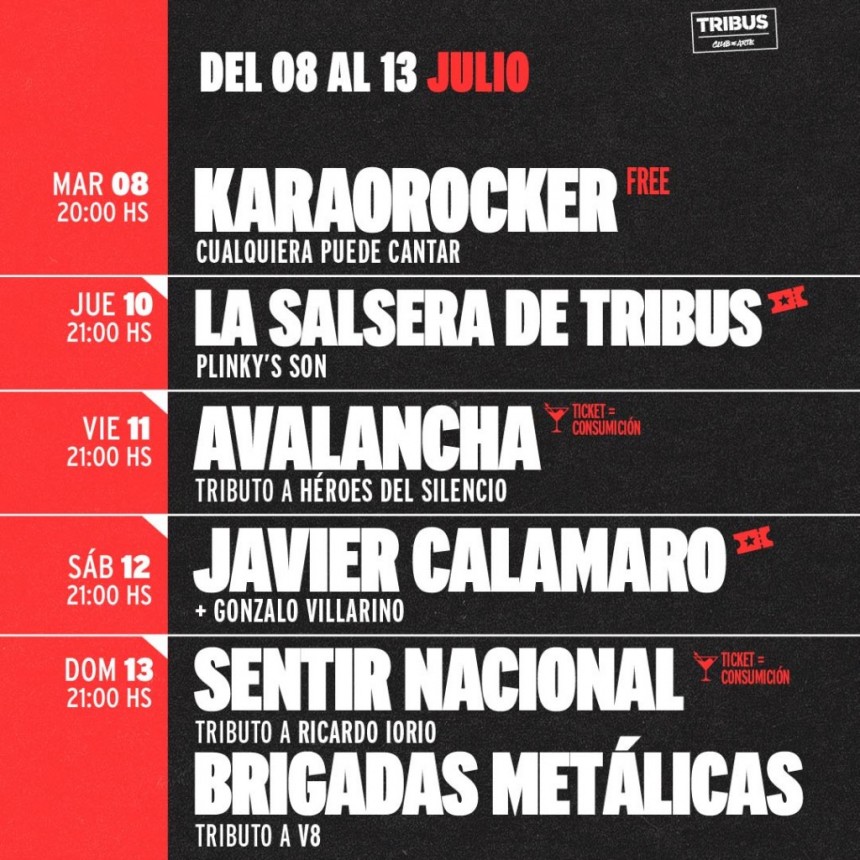 Programación de Tribus del 8/7 al 13/7 