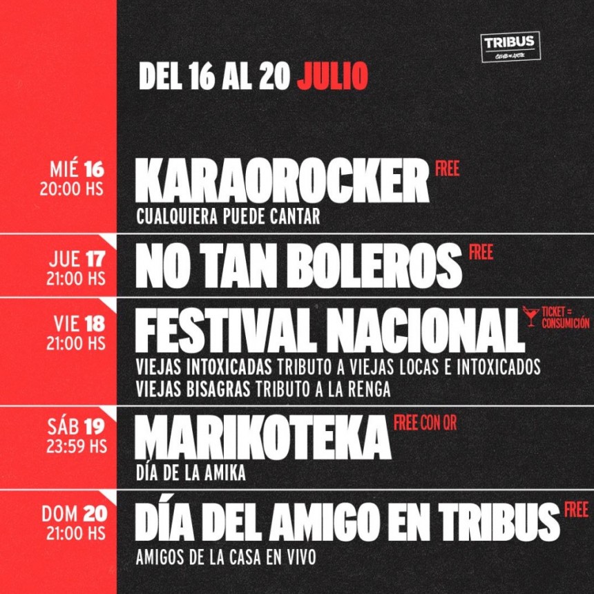 Programación de TRIBUS para esta semana