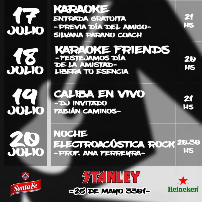 Agenda de Stanley  del 17/7 al 20/7