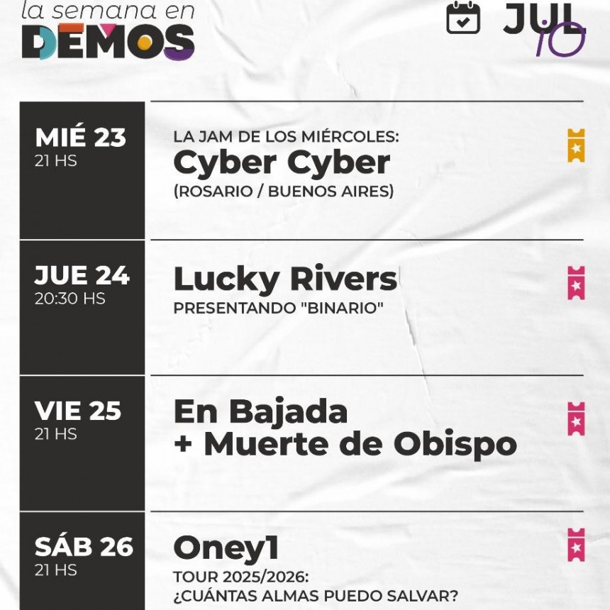 Programación de DEMOS del 23/7 al 26/7