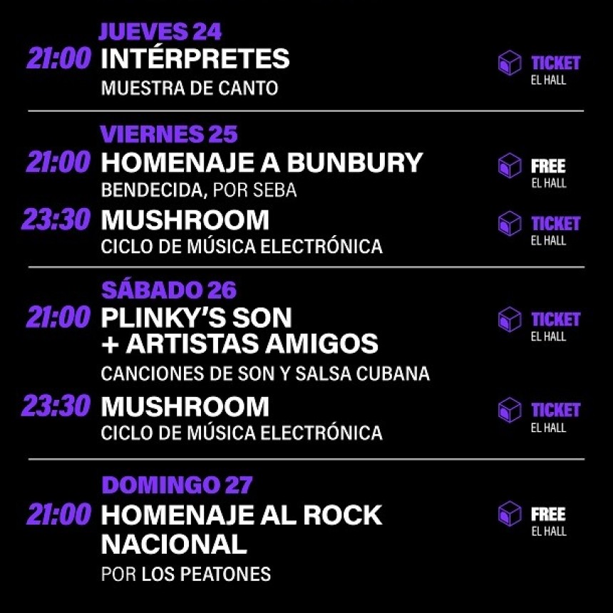 AGENDA SEMANAL DE HUB:  DEL JUEVES 24 AL DOMINGO 27 DE JULIO