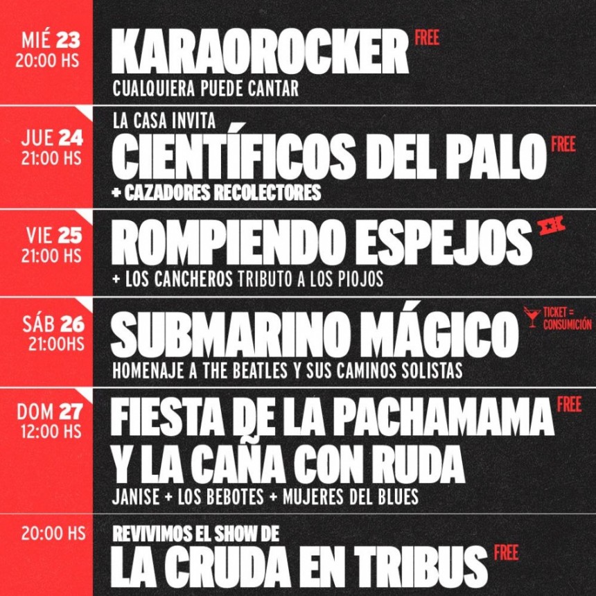 AGENDA SEMANAL TRIBUS CLUB DE ARTE:  MIÉRCOLES 23 A DOMINGO 27 DE JULIO
