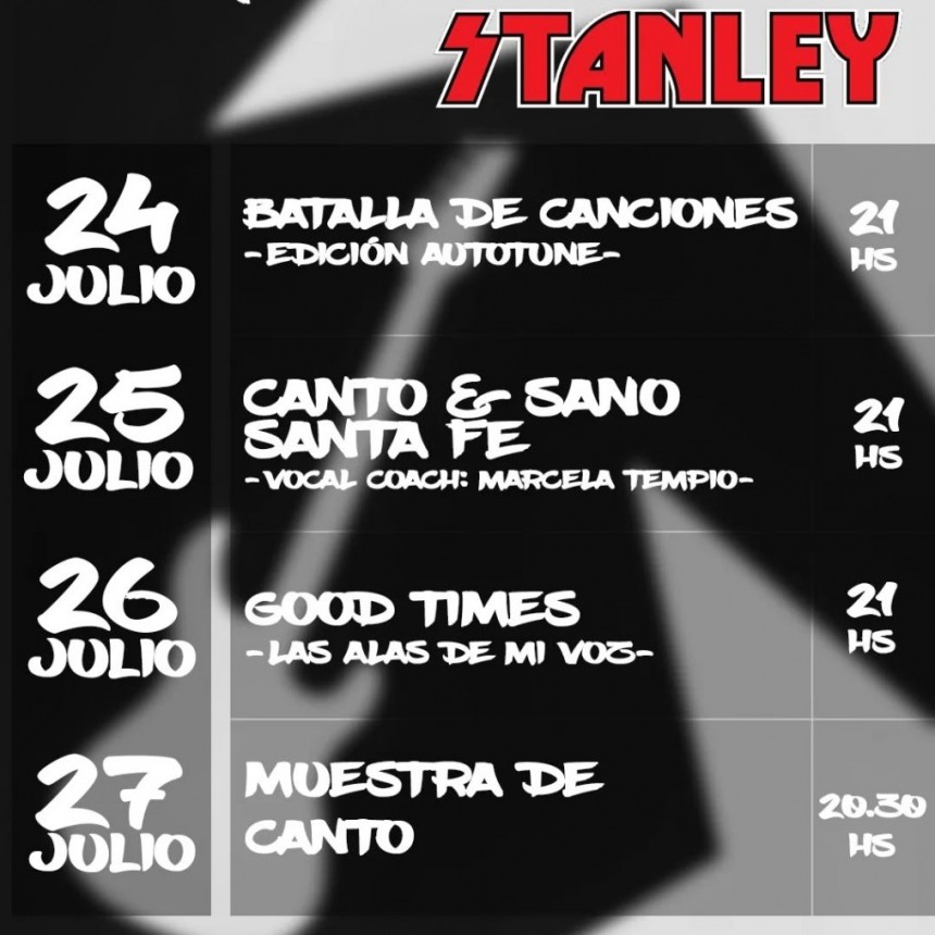 Agenda de STANLEY BAR del 24/7 al 27/7