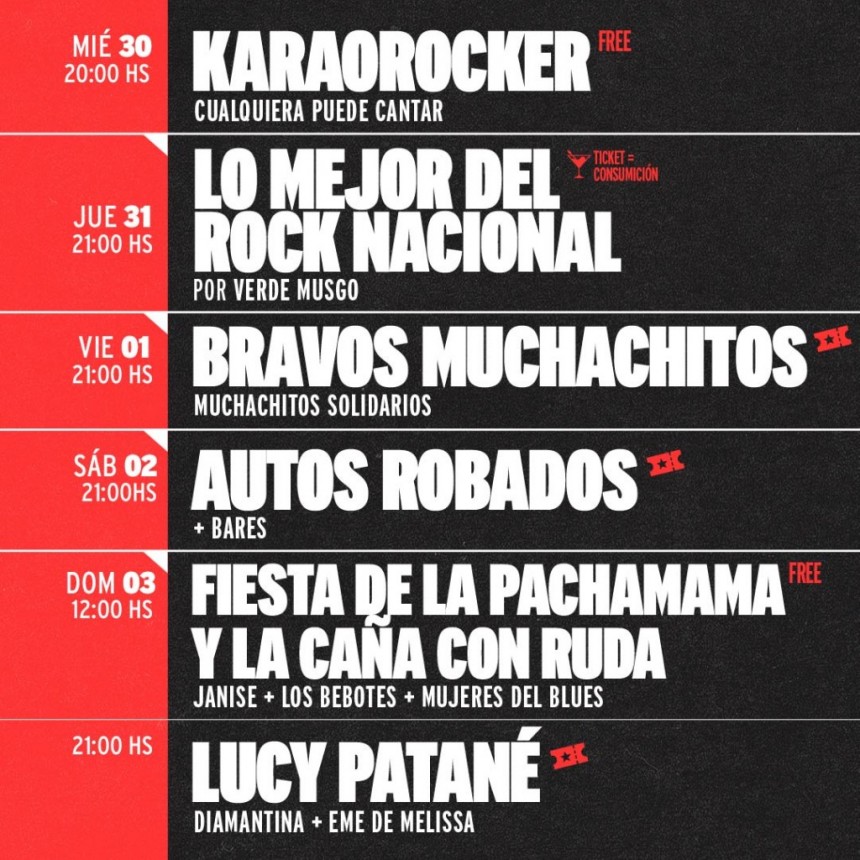 Agenda de TRIBUS  del 30/7 AL 3/8