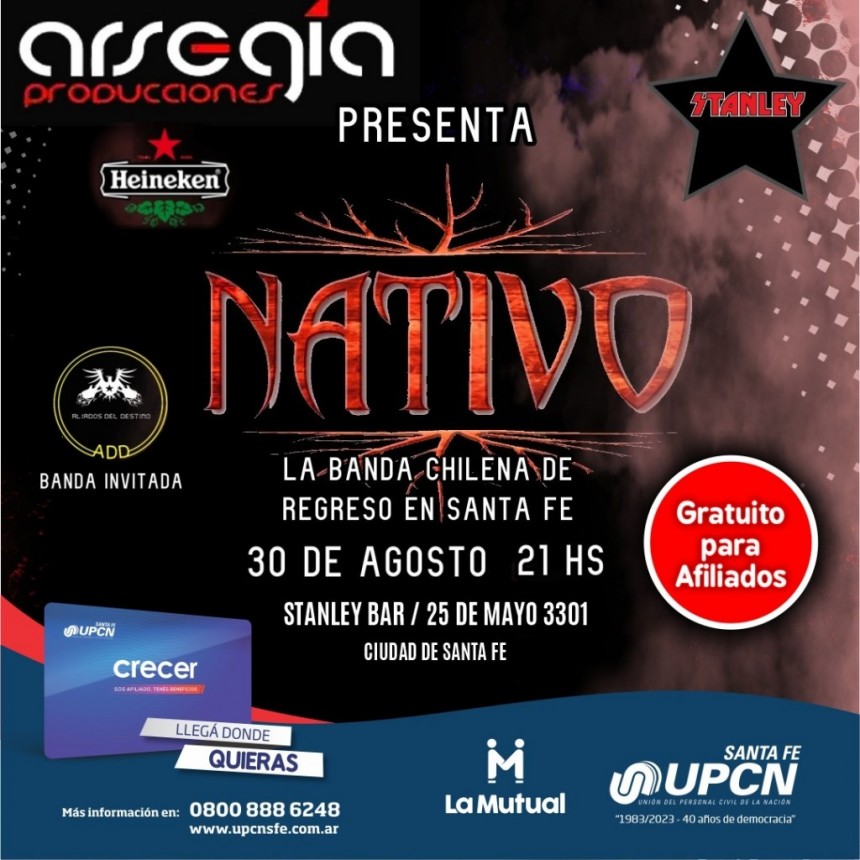 30/8 - ARSEGIA presenta: NATIVO y ADD en STANLEY