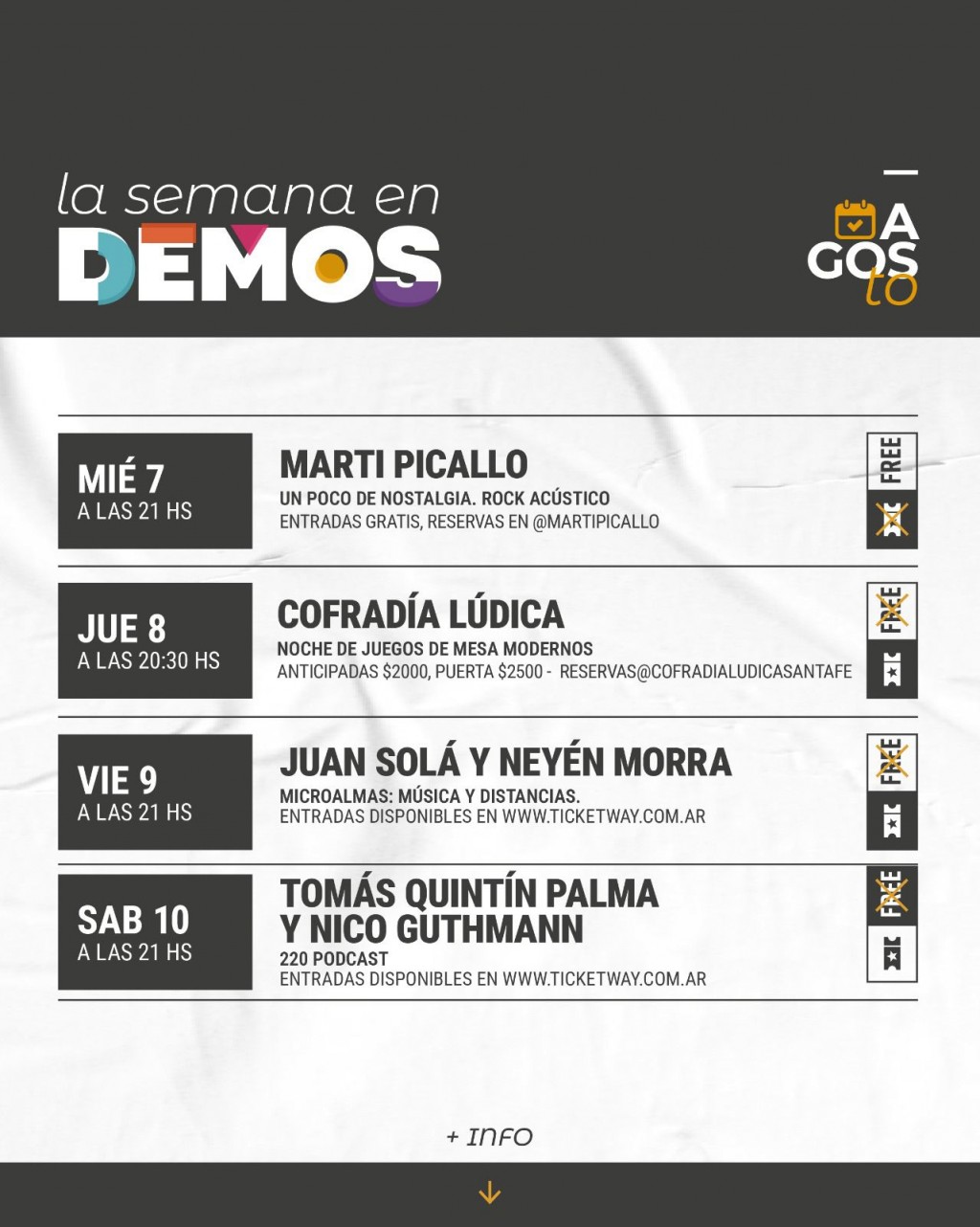 Programación de Demos del 7/8 al 10/8