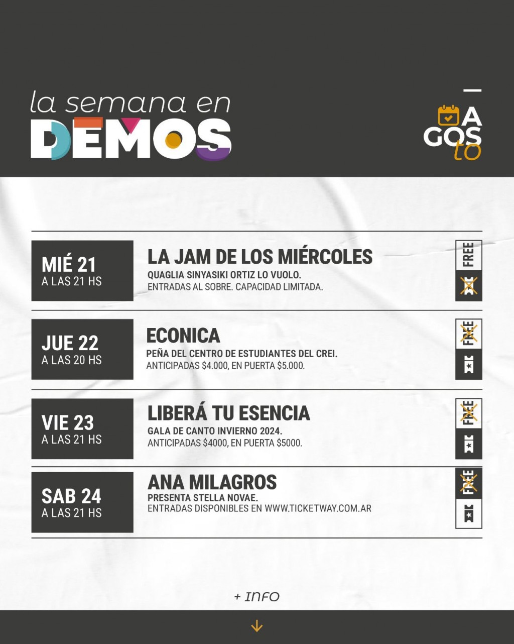 Programación de Demos del 21/8 al 24/8